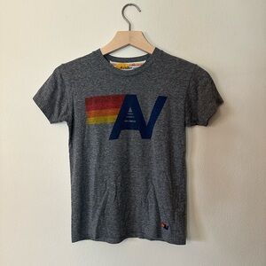 Aviator Nation Gray Tee with Multicolor Design